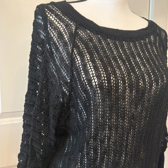 Express black mesh netted tight waistband blouse size L - Picture 3 of 14